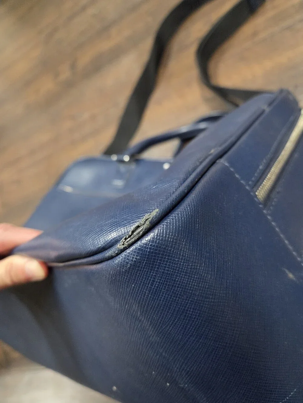 Montblanc Sartorial Large Leather Briefcase Double Zip Document Case Blue Navy